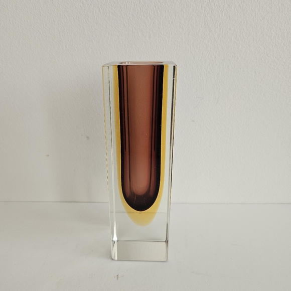 Column glass vase purple amber block Murano sommerso Luigi Onesto, Unmarked - Picture 4 of 9